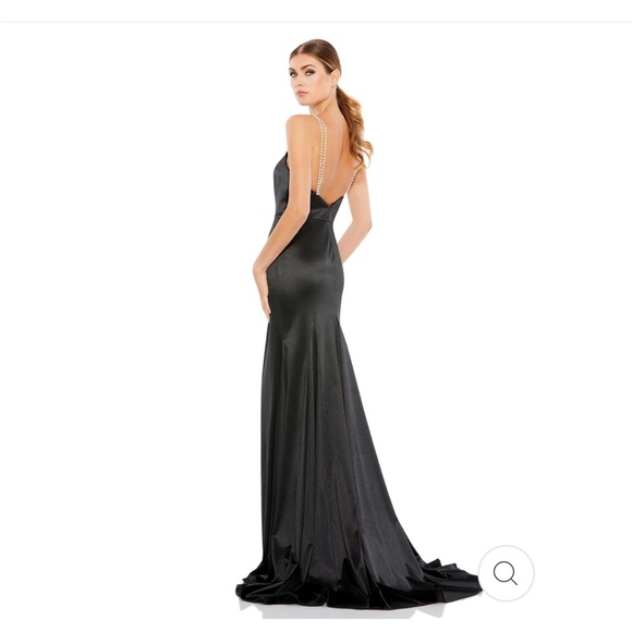 Mac Duggal Black Crystal Strap Gown - Picture 2 of 8